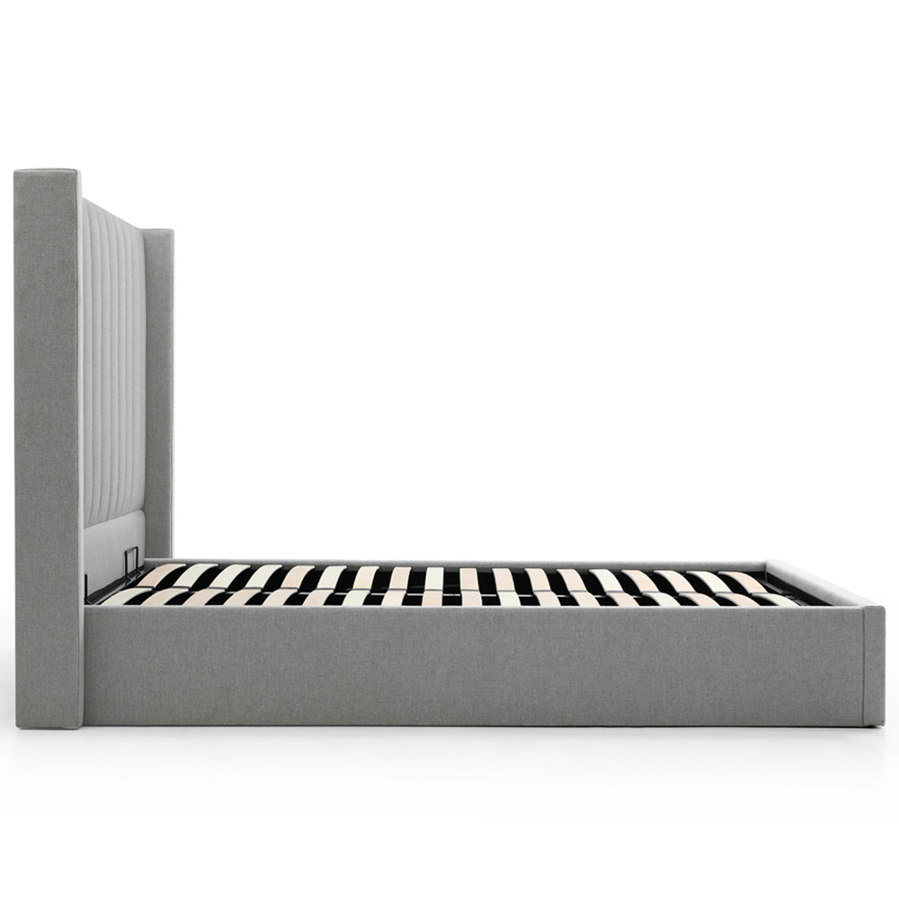 Atticus Super King Grey Faux Wool Ottoman Bed Image 6