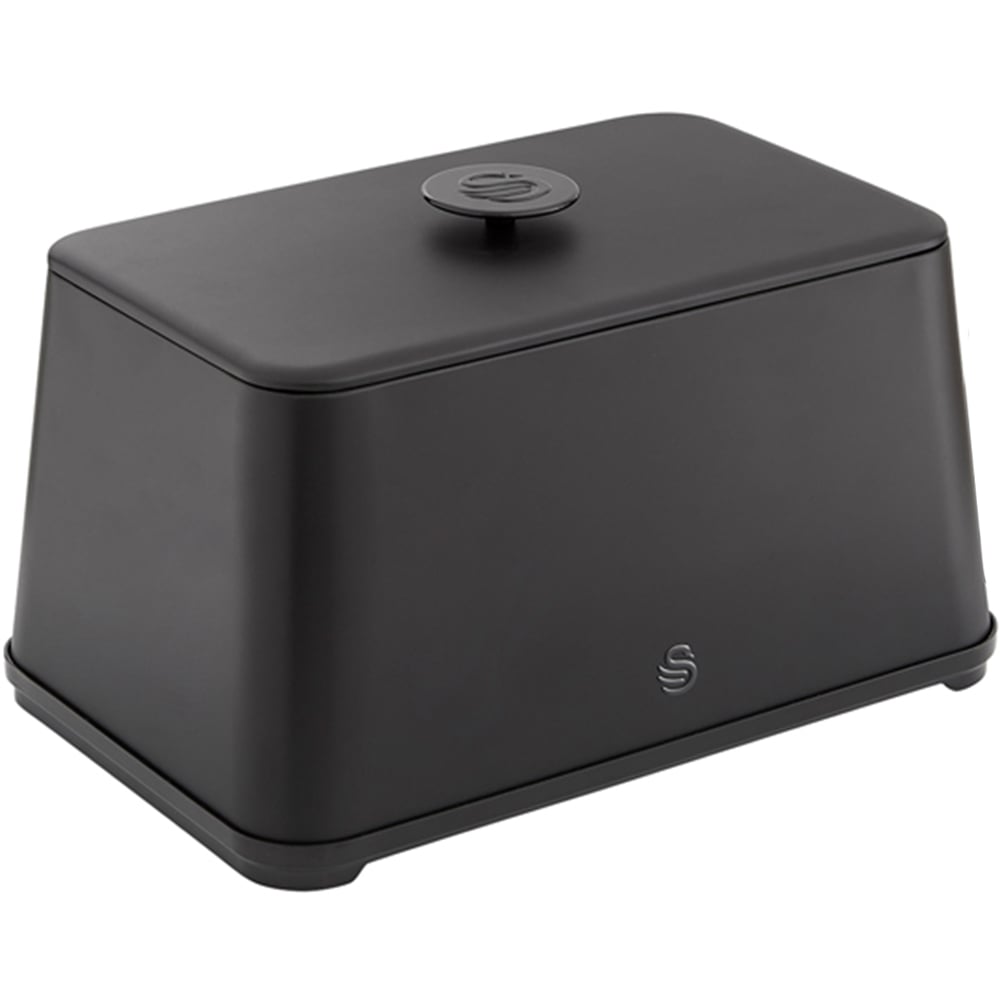 Swan Stealth EEJB279 Black Bread Bin with 3 Piece Canister Set Image 2