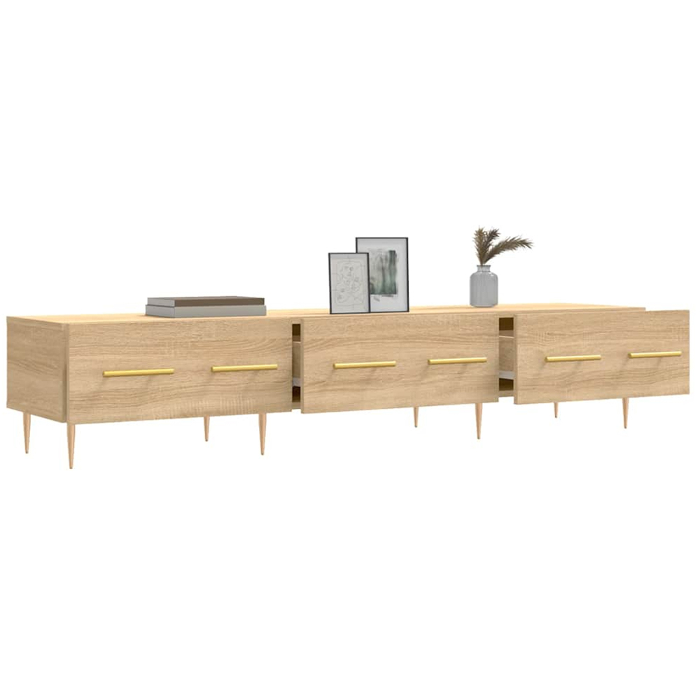 vidaXL 3 Drawer Sonoma Oak Wide TV Cabinet Image 4