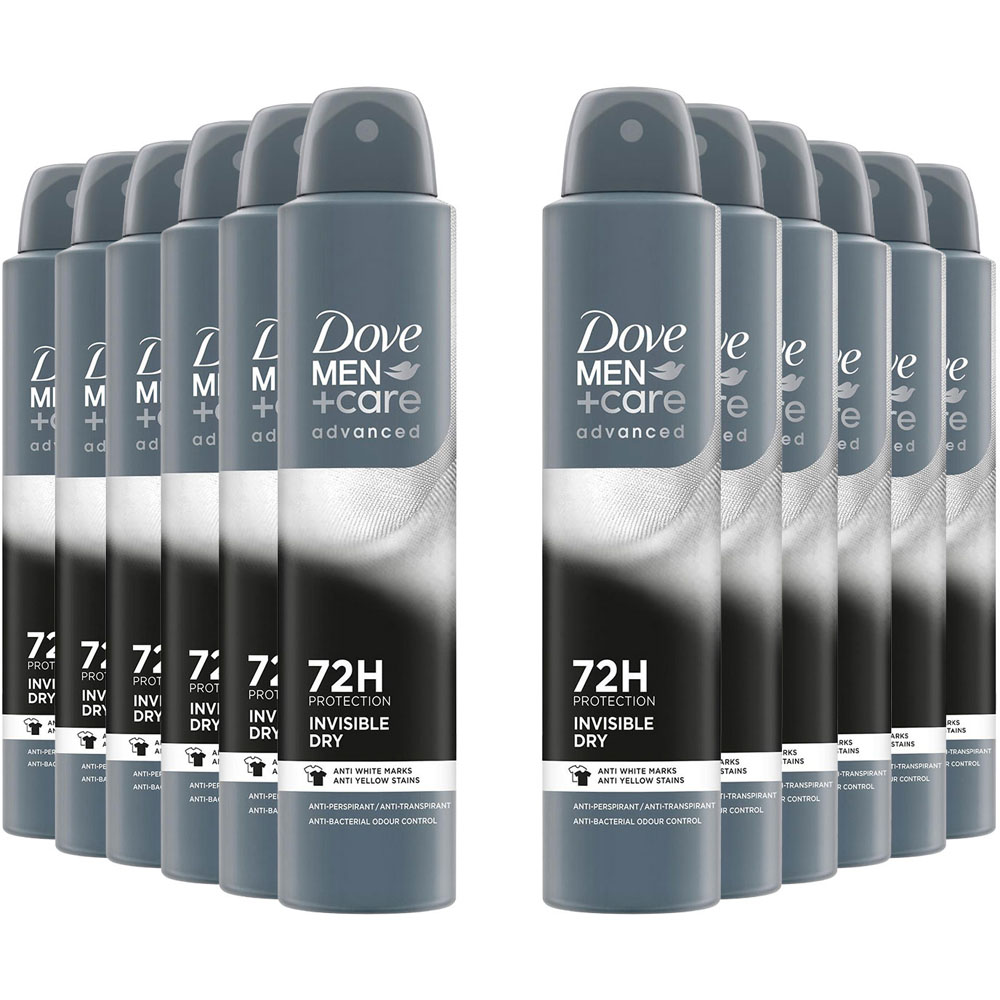 Dove Men+Care Advanced Invisible Dry Anti-Perspirant Deodorant Aerosol 200ml 12 Pack Image 1