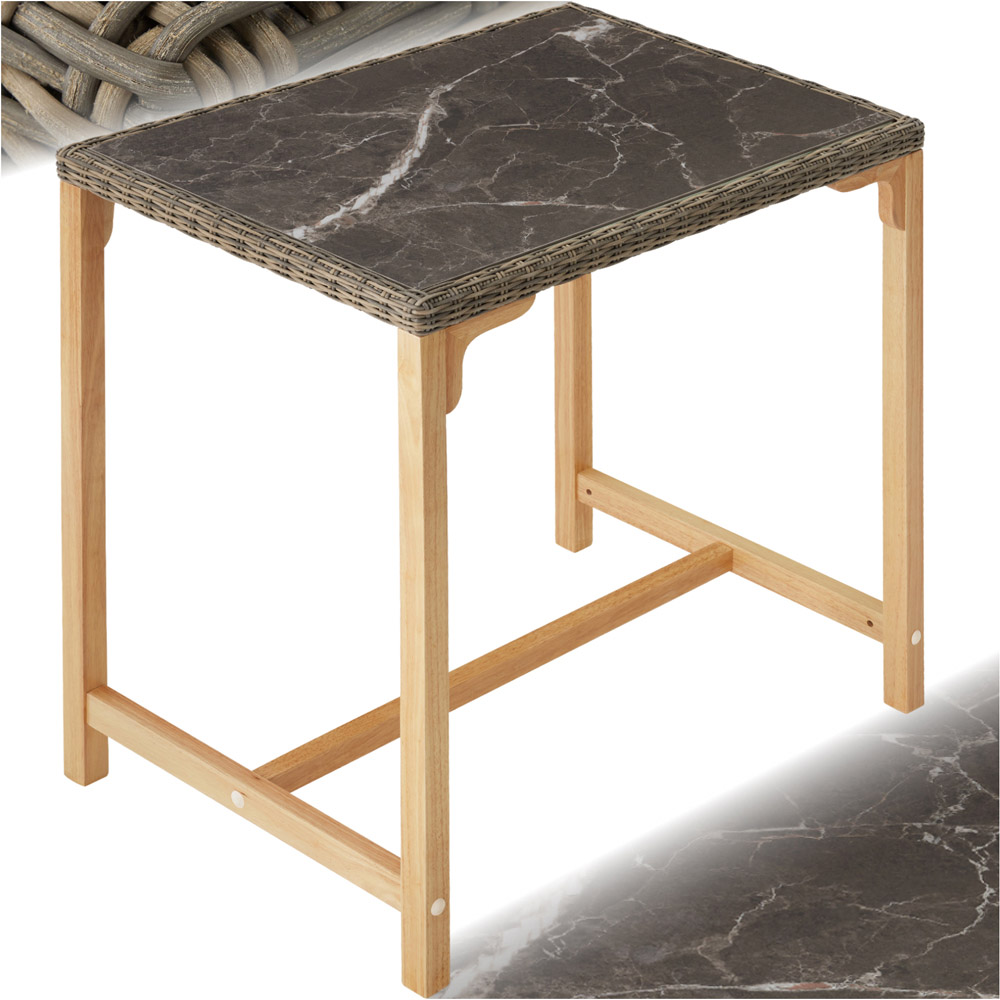 tectake 4 Seater Nature Polyrattan Garden Bar Bistro Table Image 2