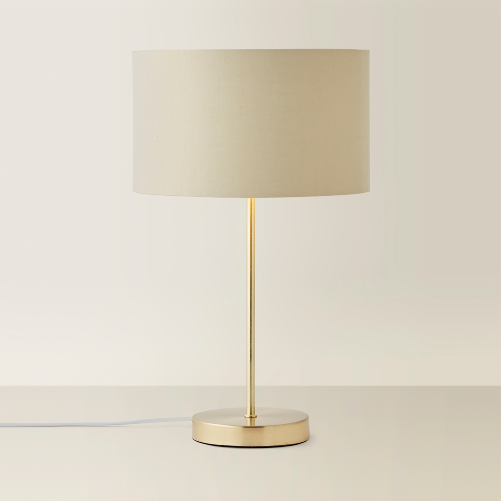 ValueLights Charlie Metallic and Natural Shade Gold Table Lamp and Bulb Image 5