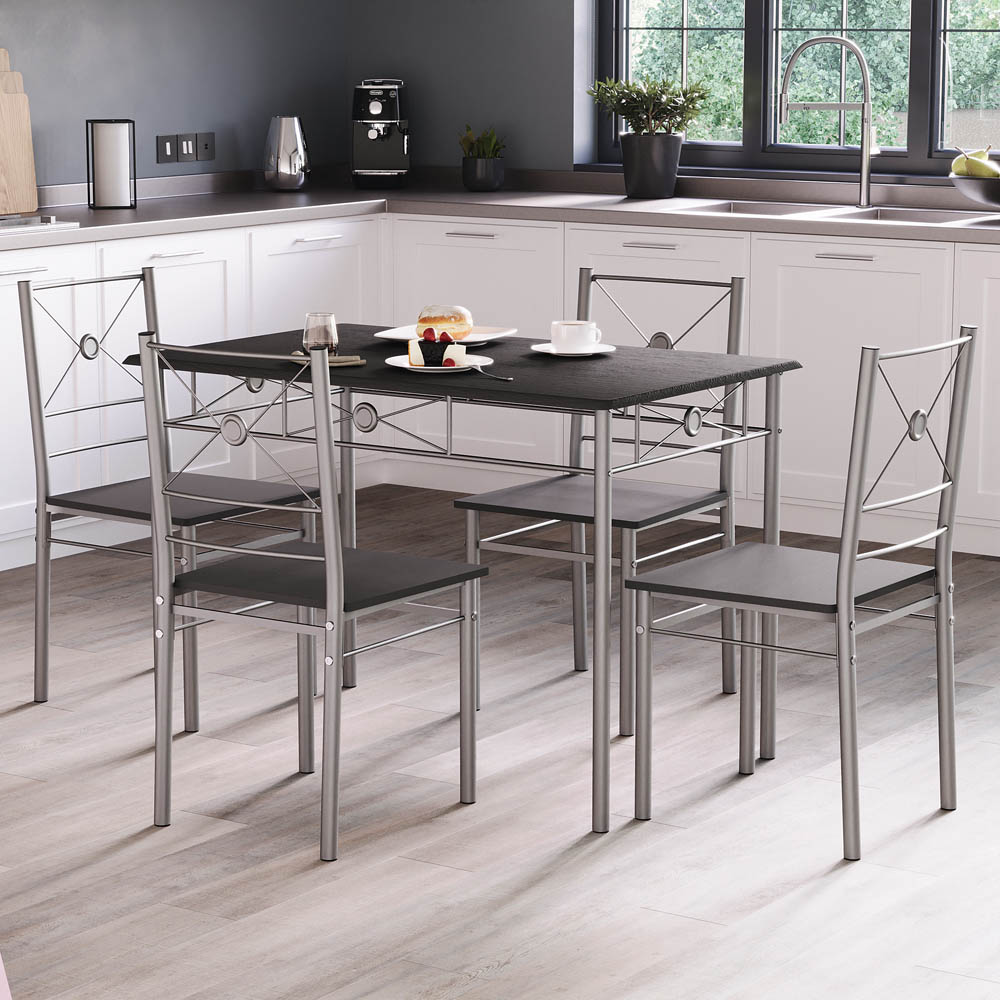 Vida Designs Roslyn 4 Seater Dining Set Black Image 3