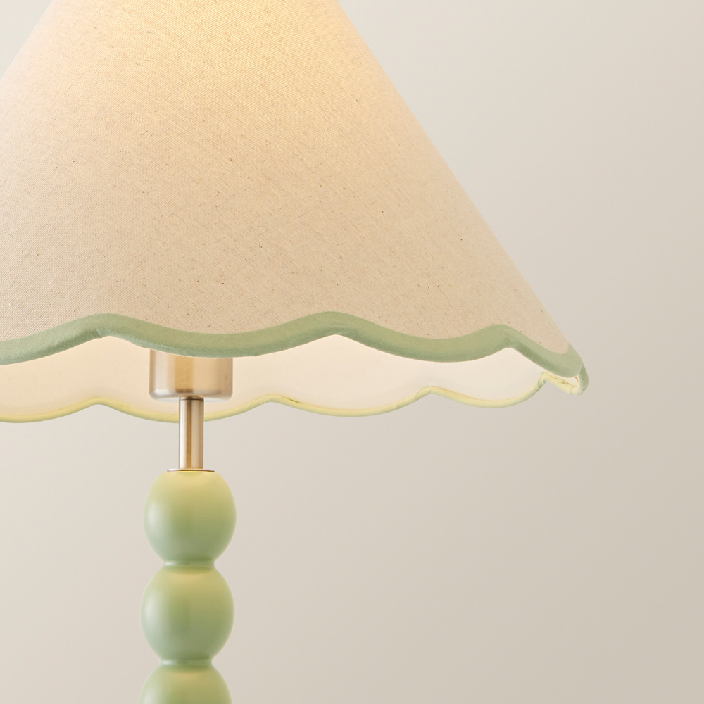 ValueLights Bobbins Natural and Green Scallop Shade Sage Green LED Floor Lamp Image 3