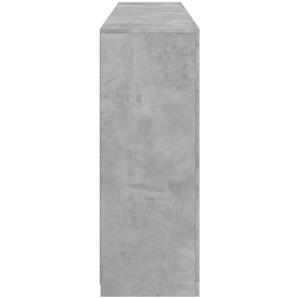 vidaXL 2 Door 12 Shelf Concrete Grey Wooden Sideboard with LED Lights 3 Piece Image 6
