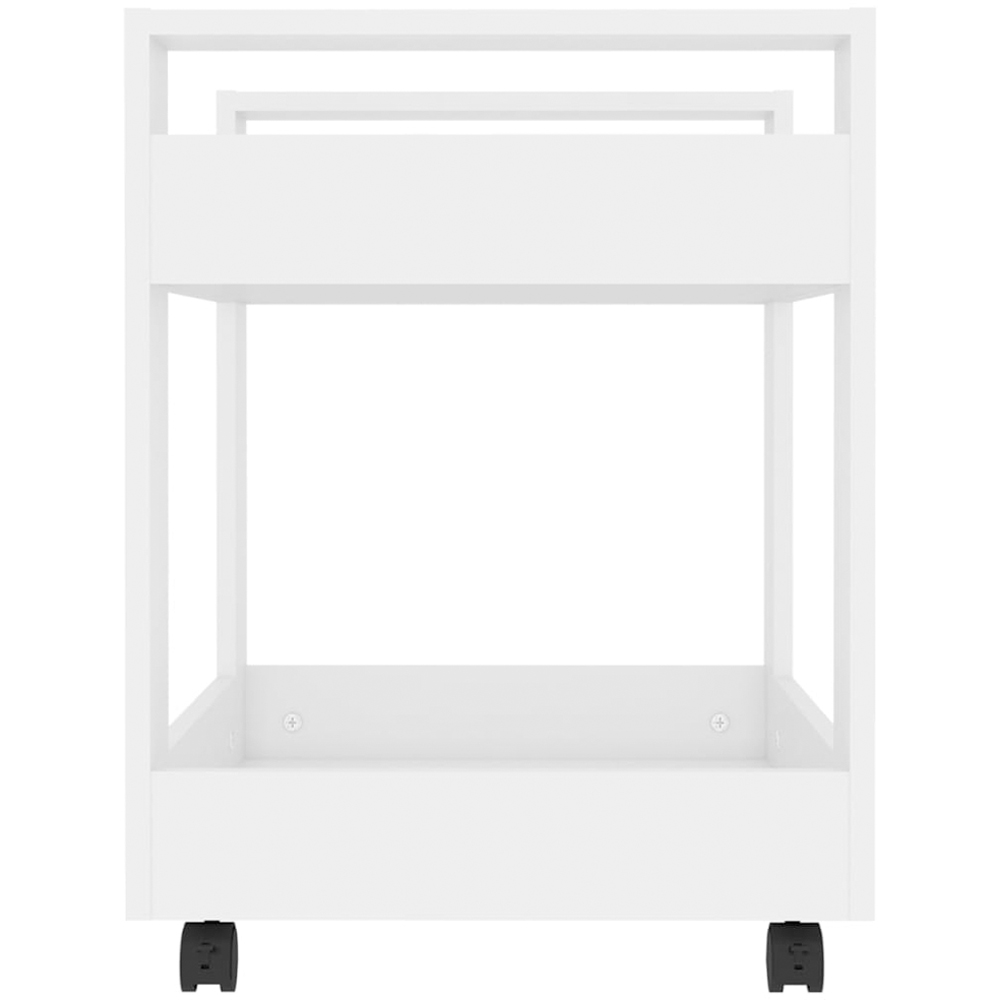 vidaXL 2 Shelf White Wooden Desk Trolley Image 4