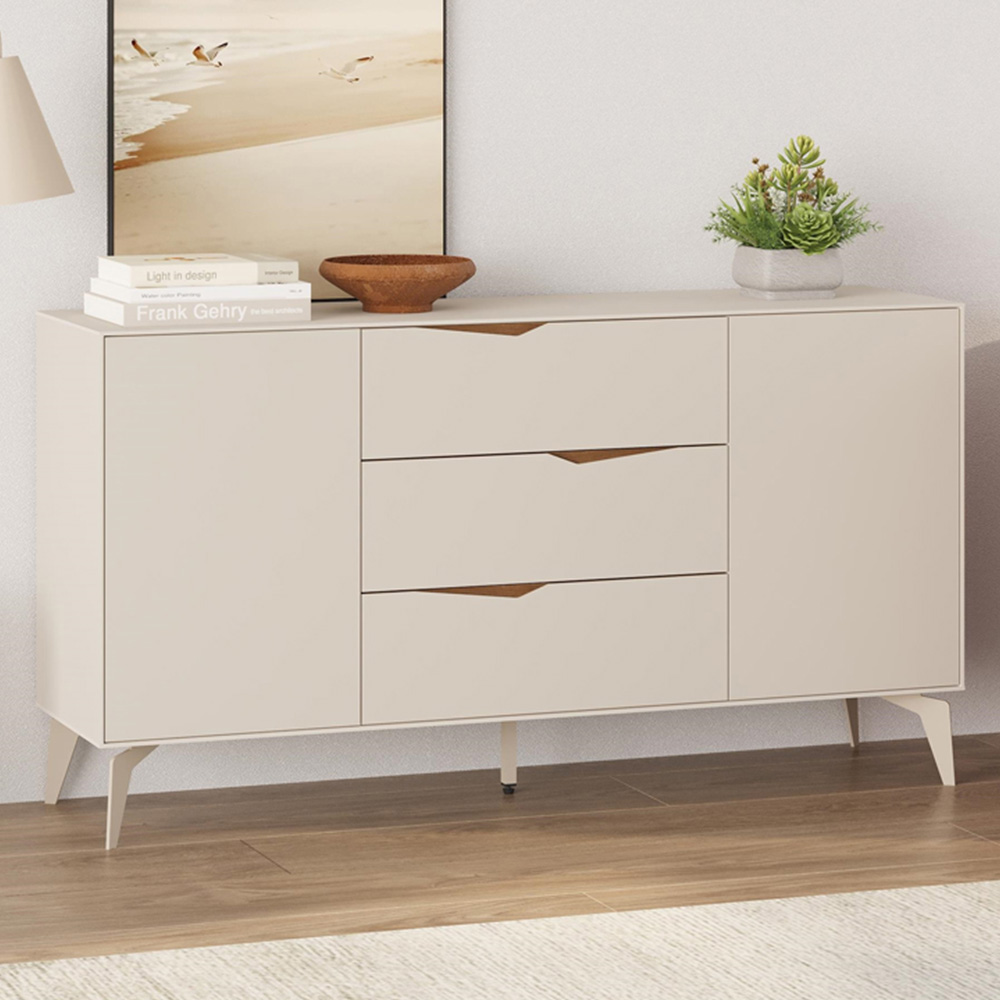 Decortie Jaden 2 Door 3 Drawer Sandstone Console Table Image 1