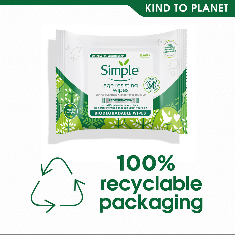 Simple Age Resisting Biodegradable Wipes 20 Pack Image 5