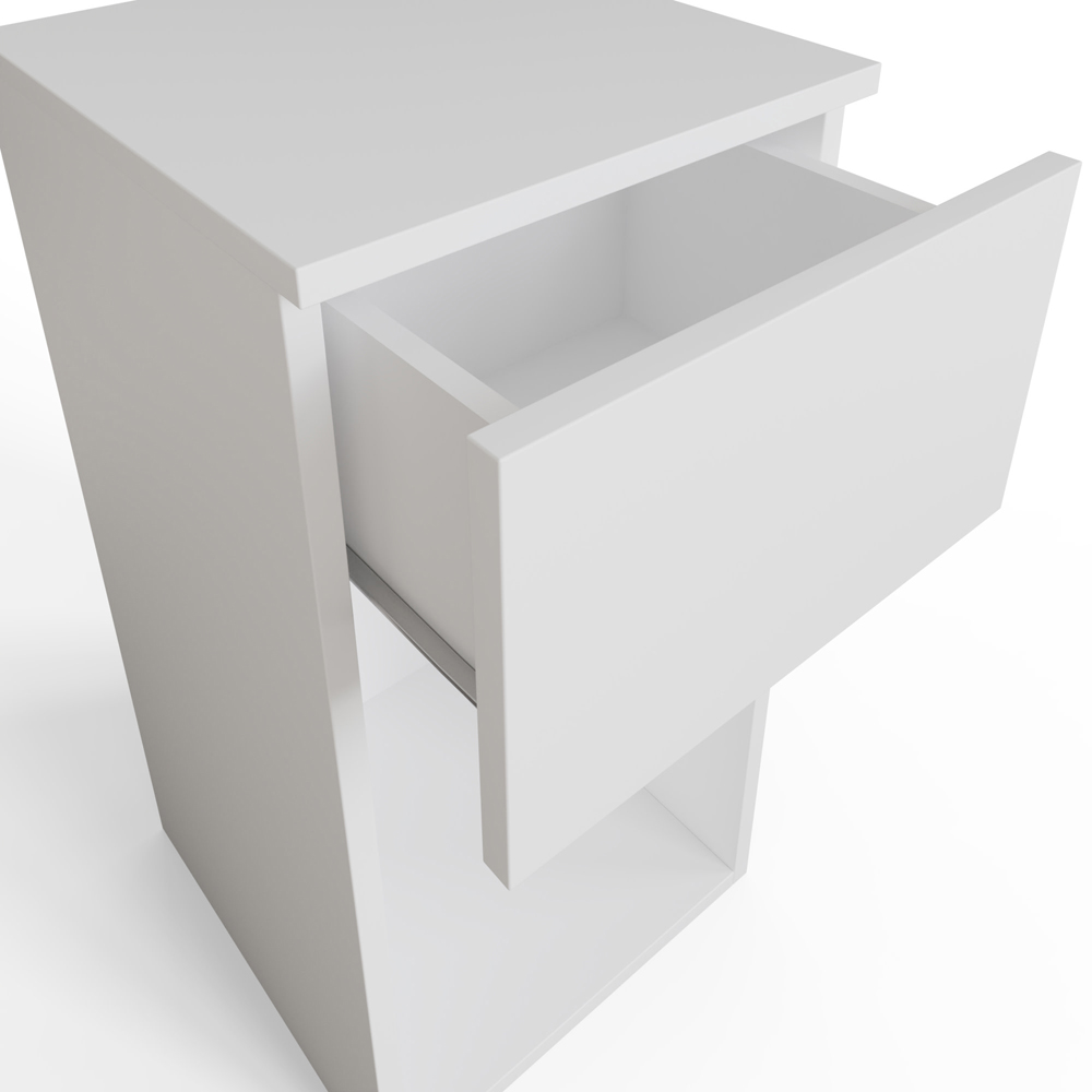 GFW Finn Single Drawer Single Shelf White Slim Bedside Table Image 7