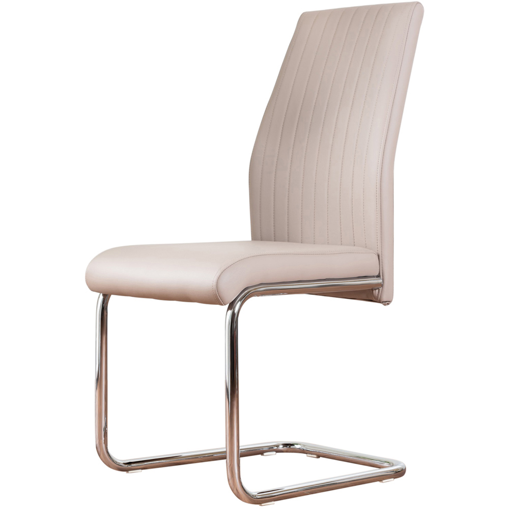 Furniturebox Fontana Set of 2 Cappuccino and Chrome Faux Leather Dining Chair Image 2