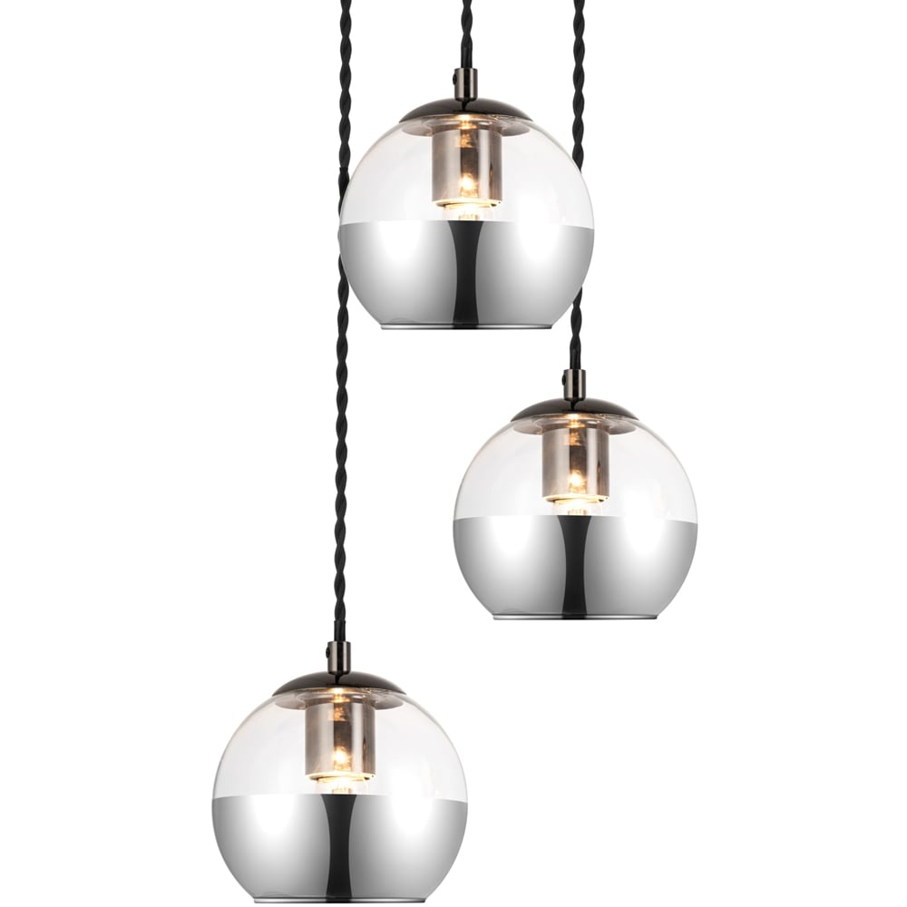 Cosylyte Marlo Matt Black Base 3 Light Smoky Glass Cluster Pendant Light Image 4