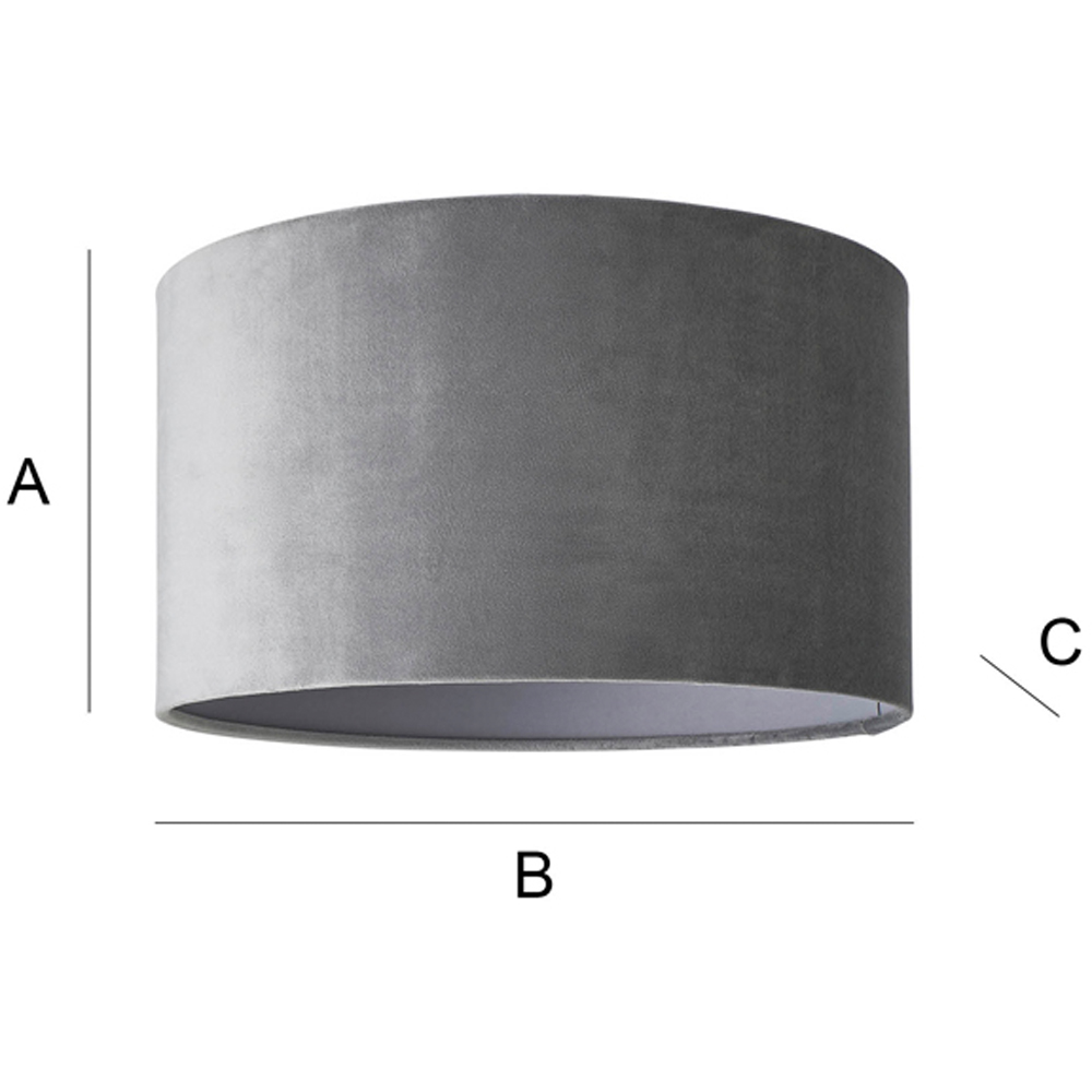 ValueLights Reni Grey Velvet Ceiling Drum Lamp Shade Medium Image 8
