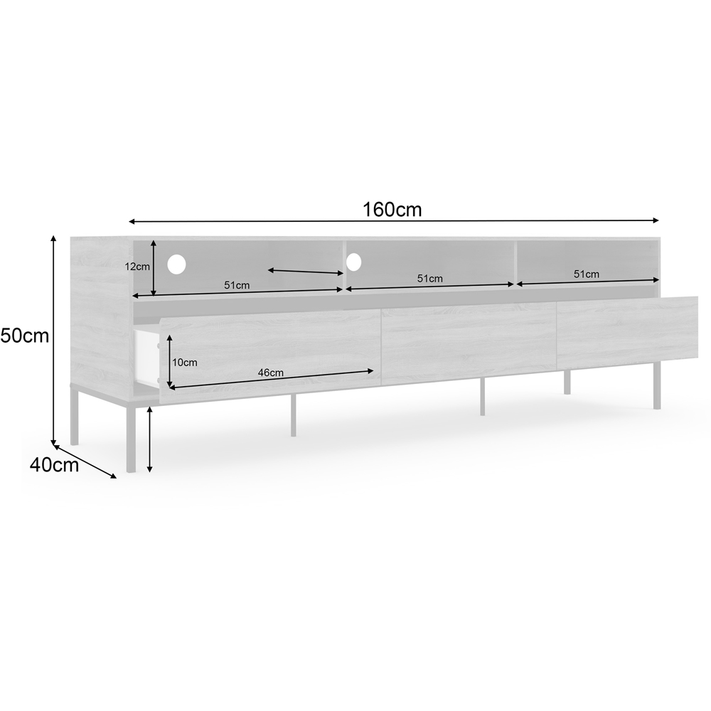 Loft24 Bari 3 Drawer Oak Black TV Unit Image 7