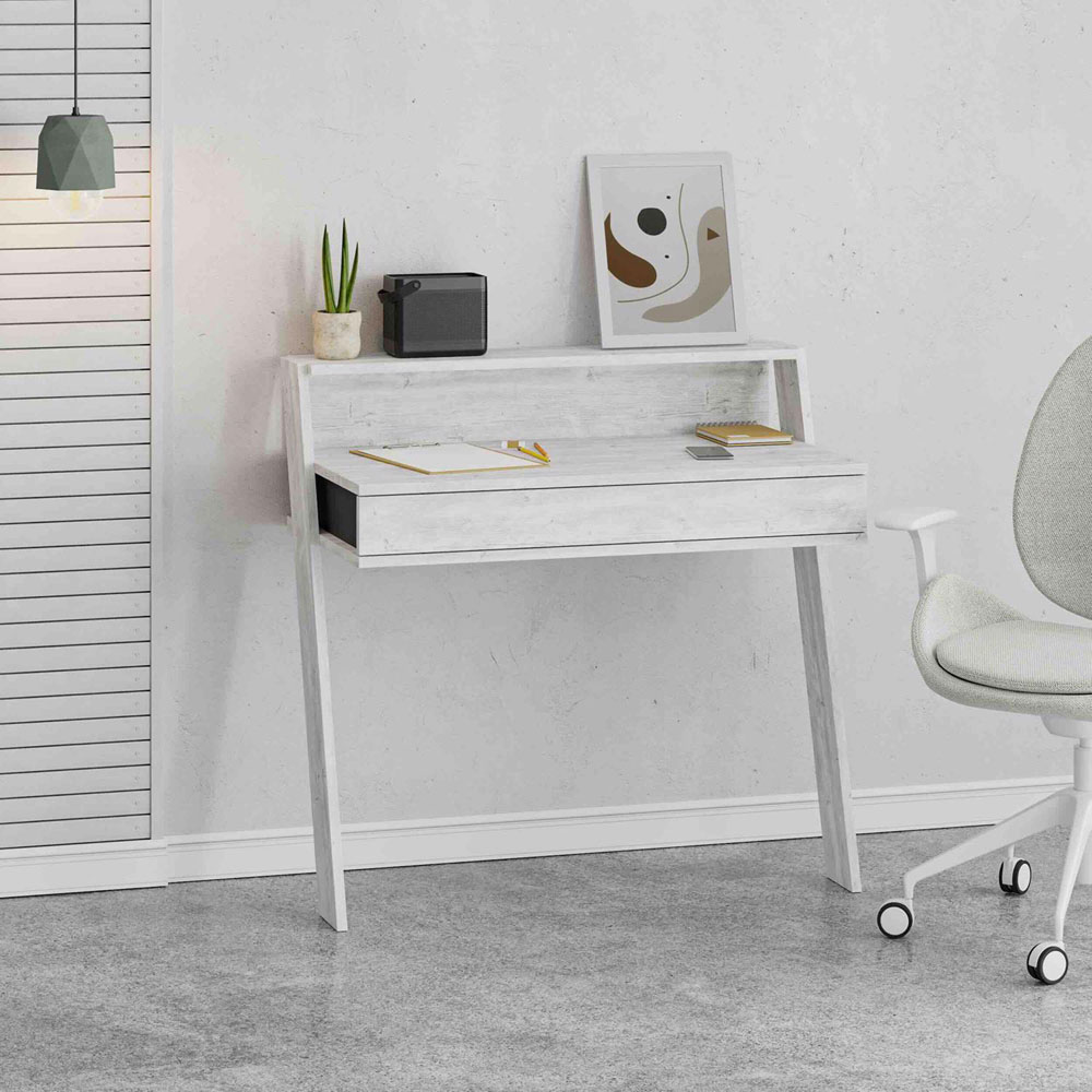 FWStyle Cowork Single Drawer Single Shelf Ancient White Wall Mounted Desk Image 5