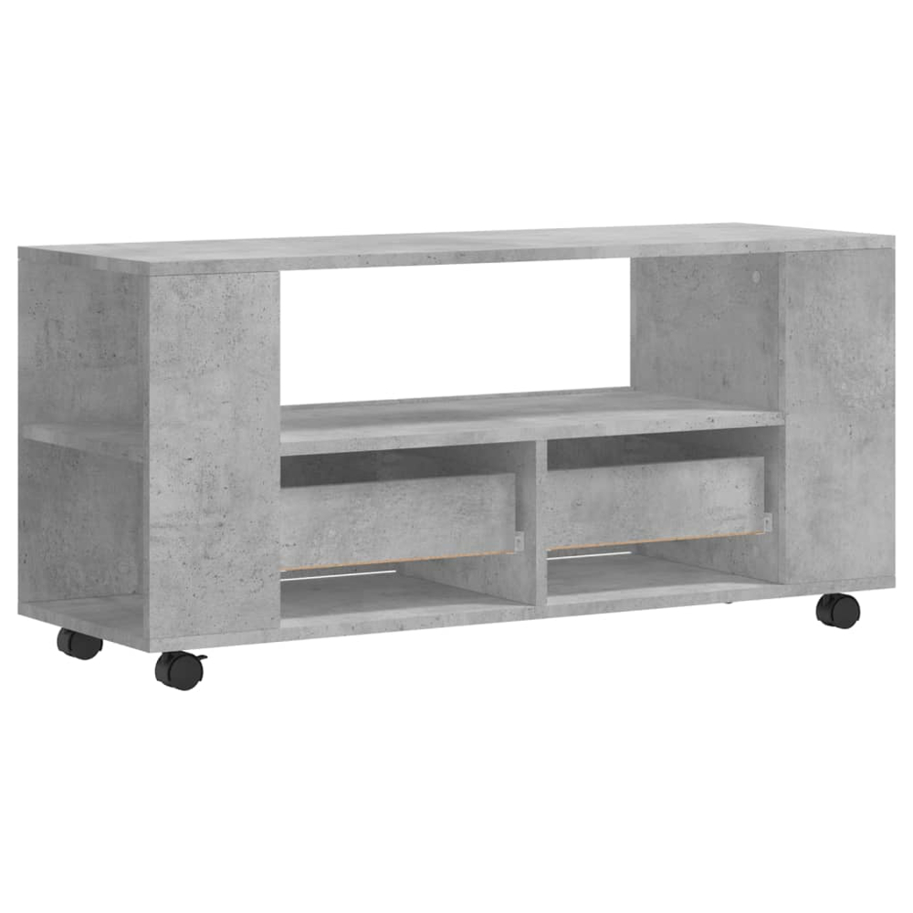 vidaXL 2 Drawer 4 Shelf Grey Sonoma Rolling TV Cabinet Image 8