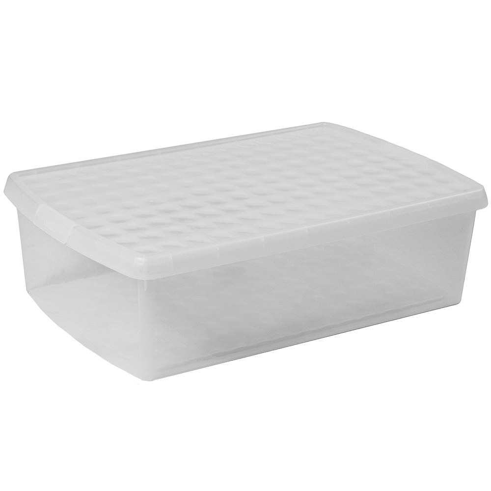 Wham Clip 30L Clear Rectangular Storage Box with Lid 4 Pack Image 1