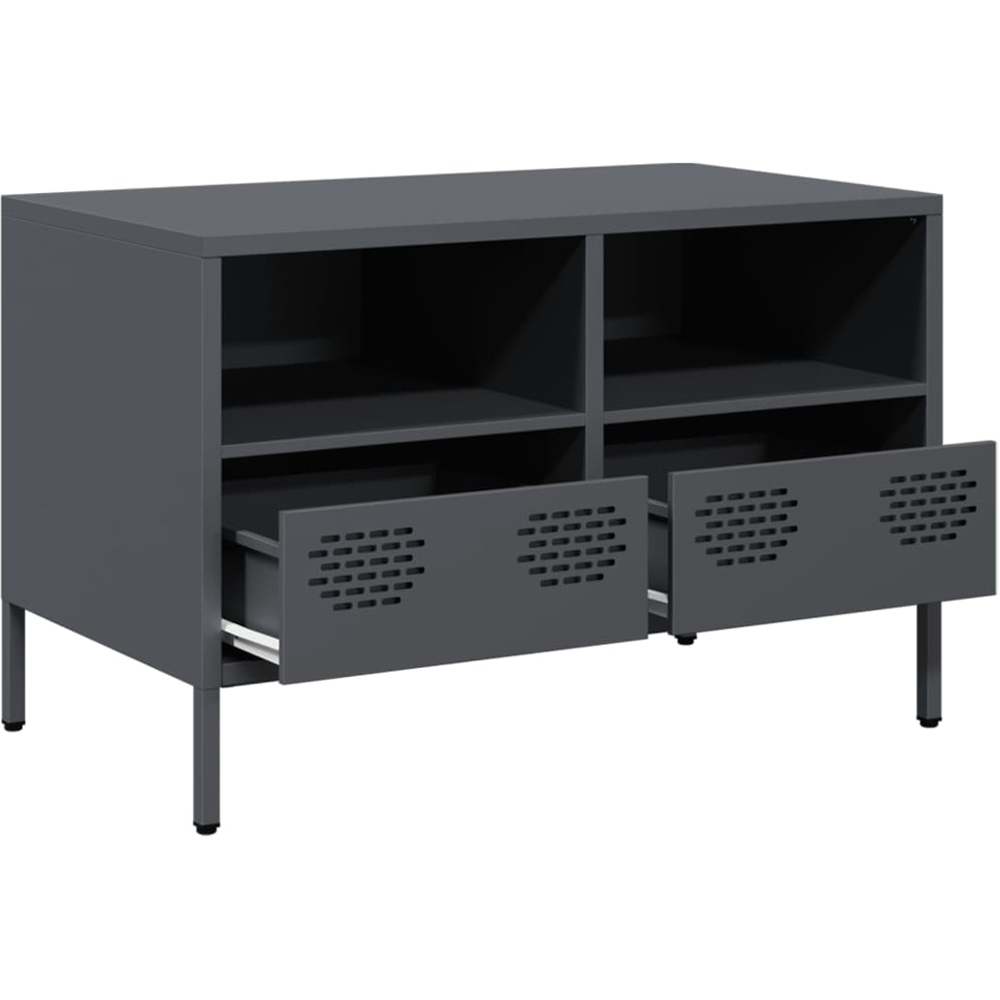 vidaXL 2 Drawer 2 Shelf Anthracite Steel TV Cabinet Image 3