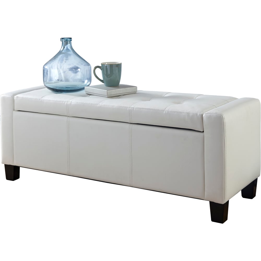 GFW Verona White Ottoman Storage Bench Image 2