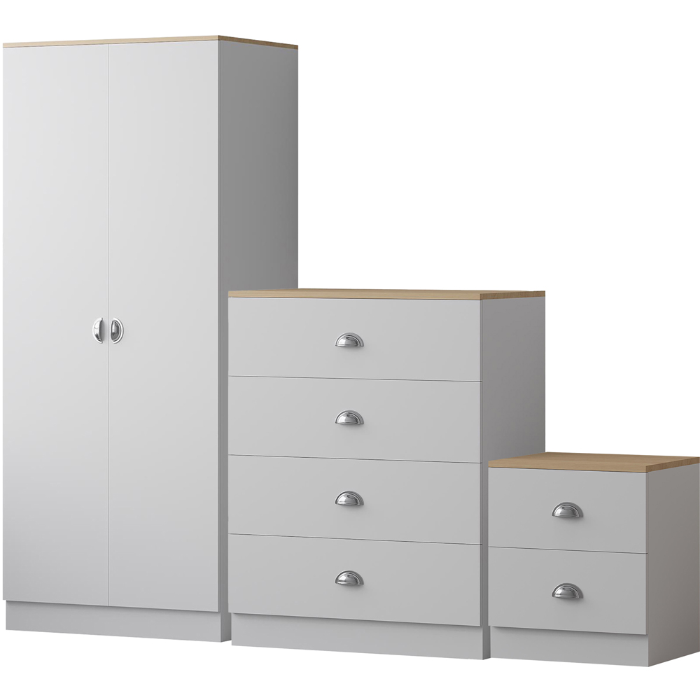 FWStyle Esher 3 Piece White Oak Bedroom Furniture Set Image 2