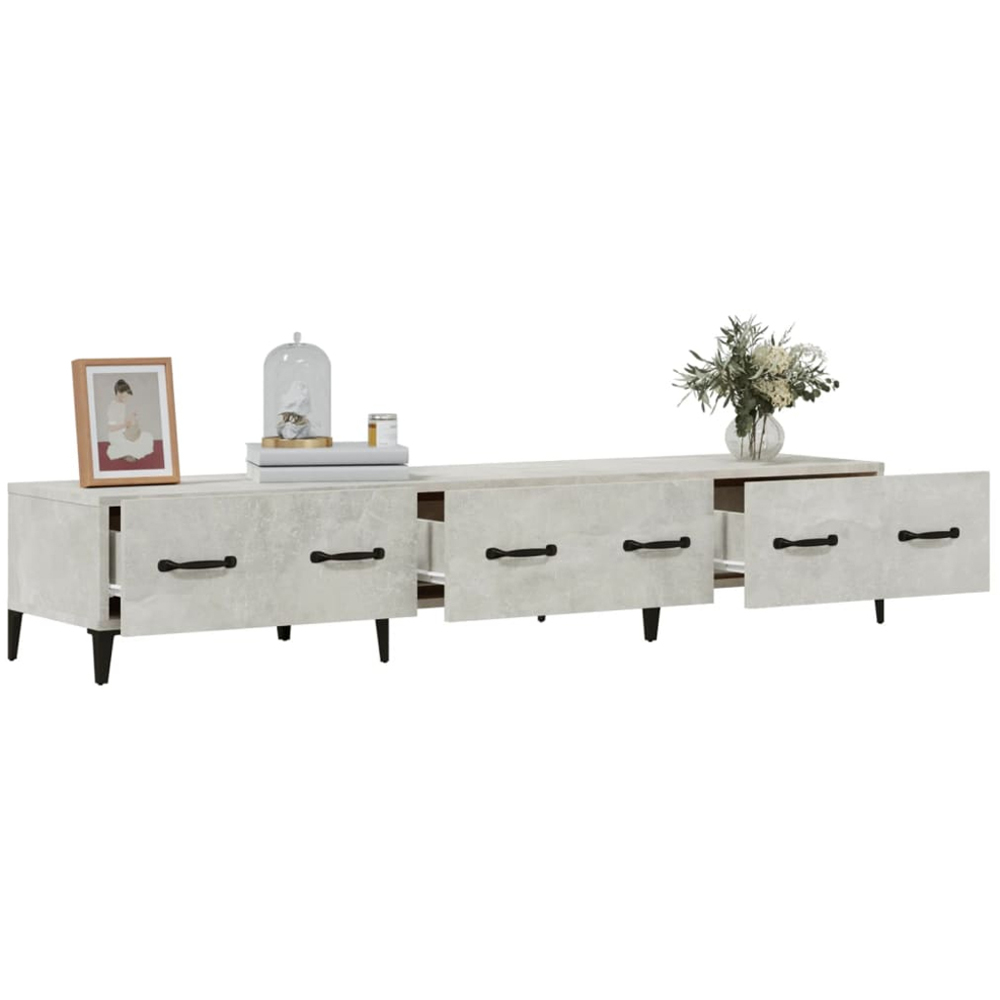 vidaXL 3 Drawer Grey Concrete TV Cabinet Image 5