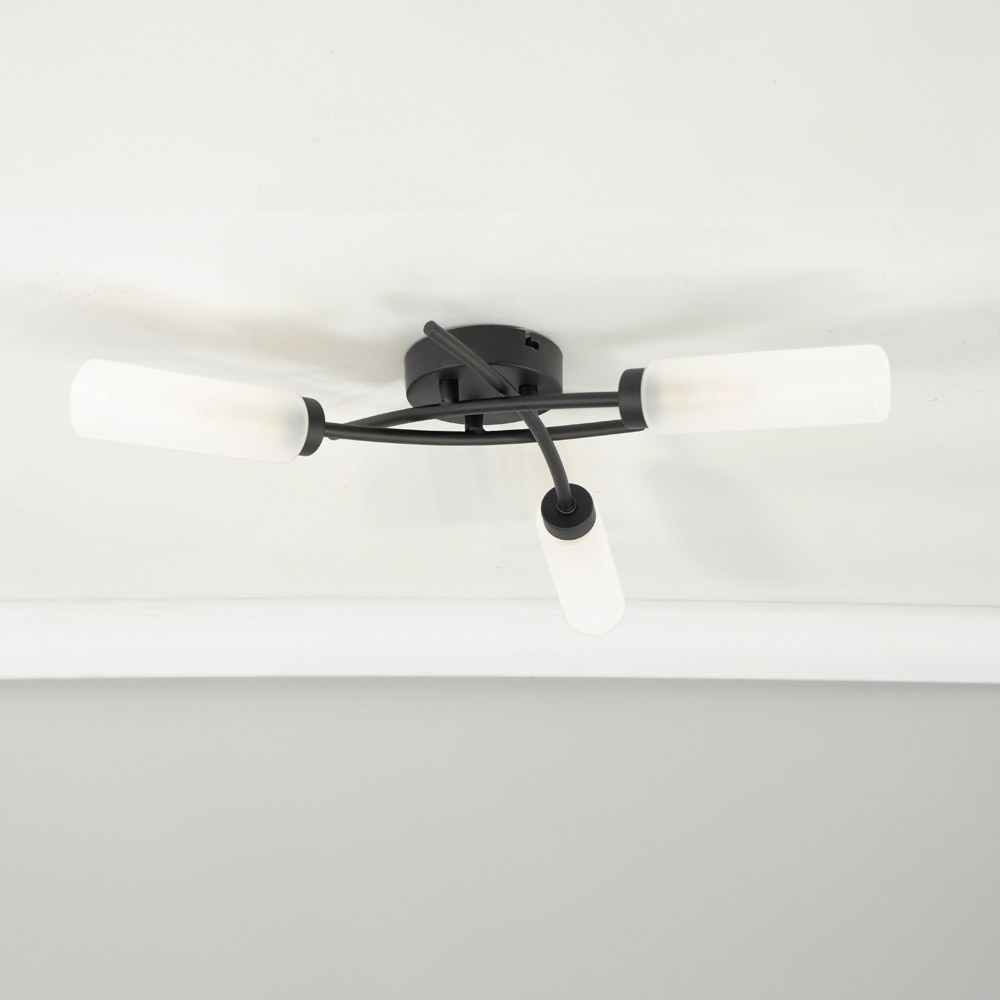 ValueLights Maya Matt Black 3 Way Curved Cross Over Flush LED Ceiling Light Image 3