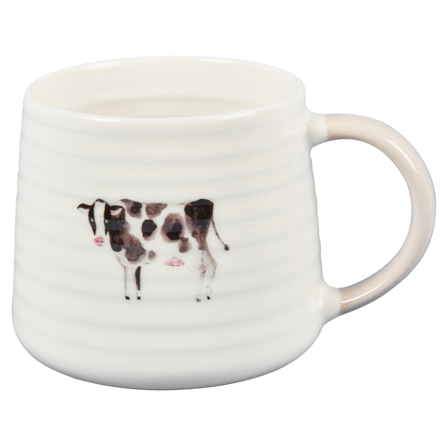 Daisy Farm Cow or Pig Ribbed Mug - White Image 4