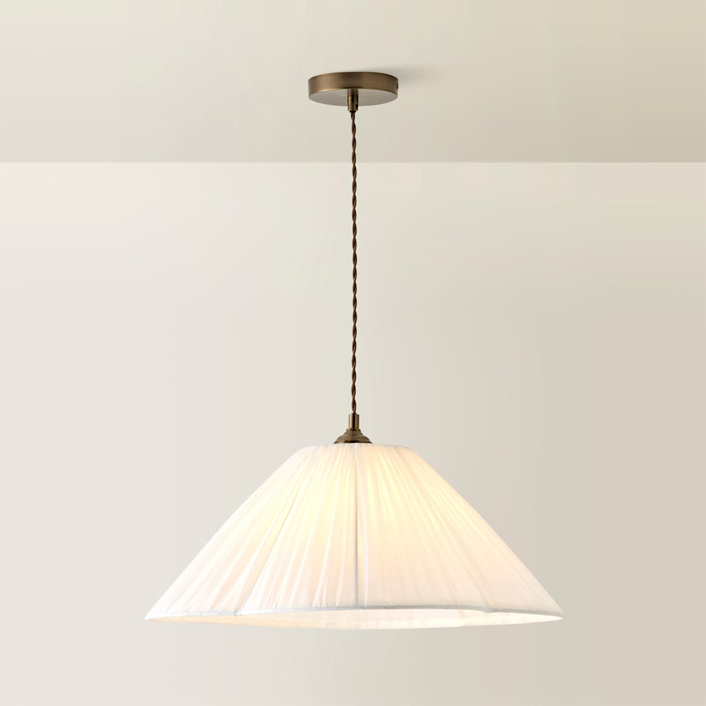 ValueLights Posie White Gathered Tapered Shade Ceiling Pendant Light with Bulb Image 3