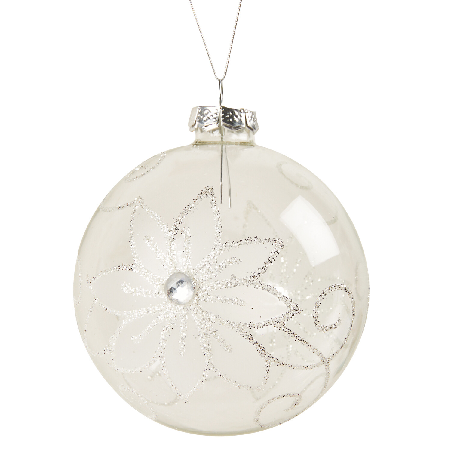 Clear Glass Flower Bauble - Clear Image