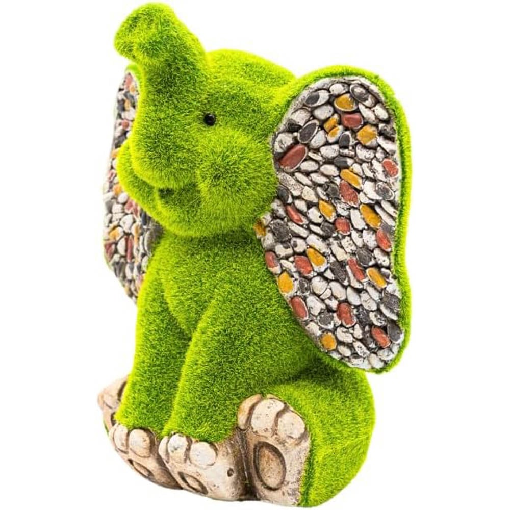 Marco Paul Stone and Grass Effect Resin Elephant Garden Ornament Image 1
