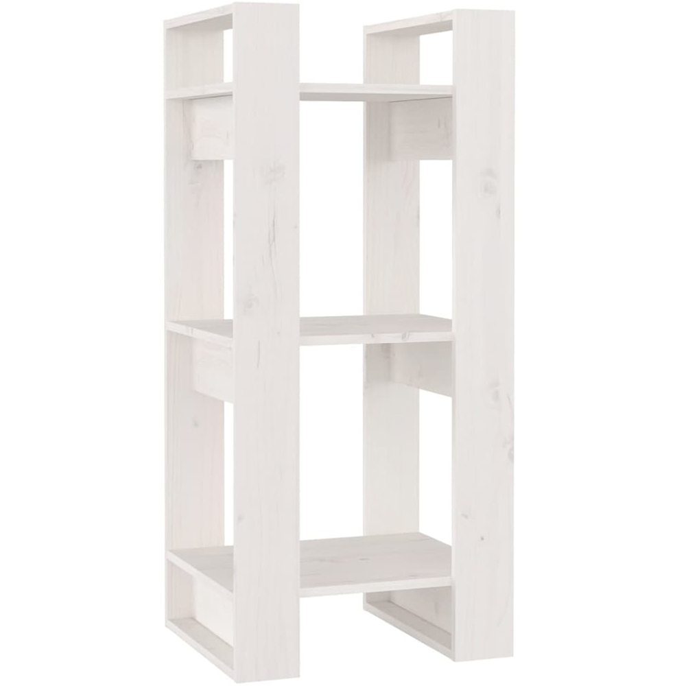 vidaXL 3 Shelf White Solid Pine Bookcase Image 2