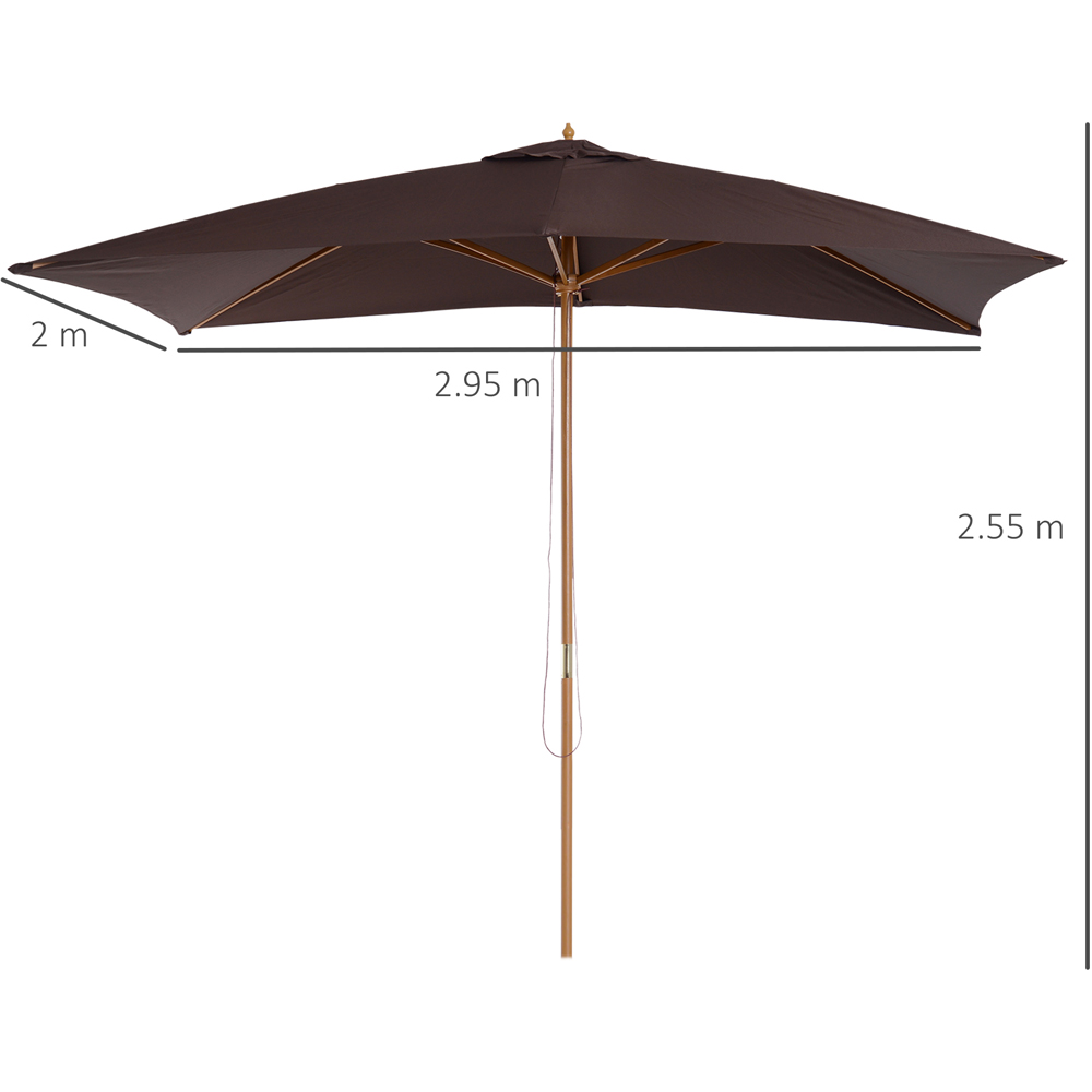 Outsunny Dark Coffee Wooden Parasol 2 x 3m Image 7