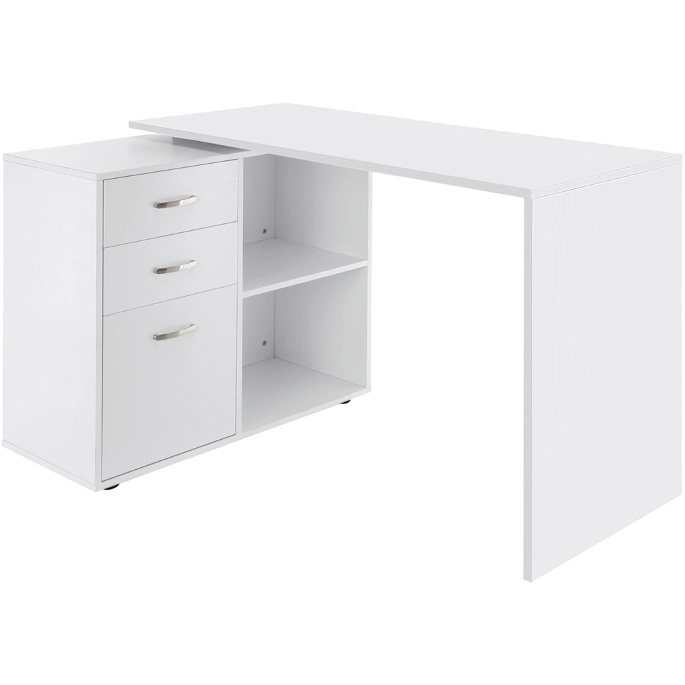 Portland 3 Drawer 2 Shelf L Shaped Desk White Image 2