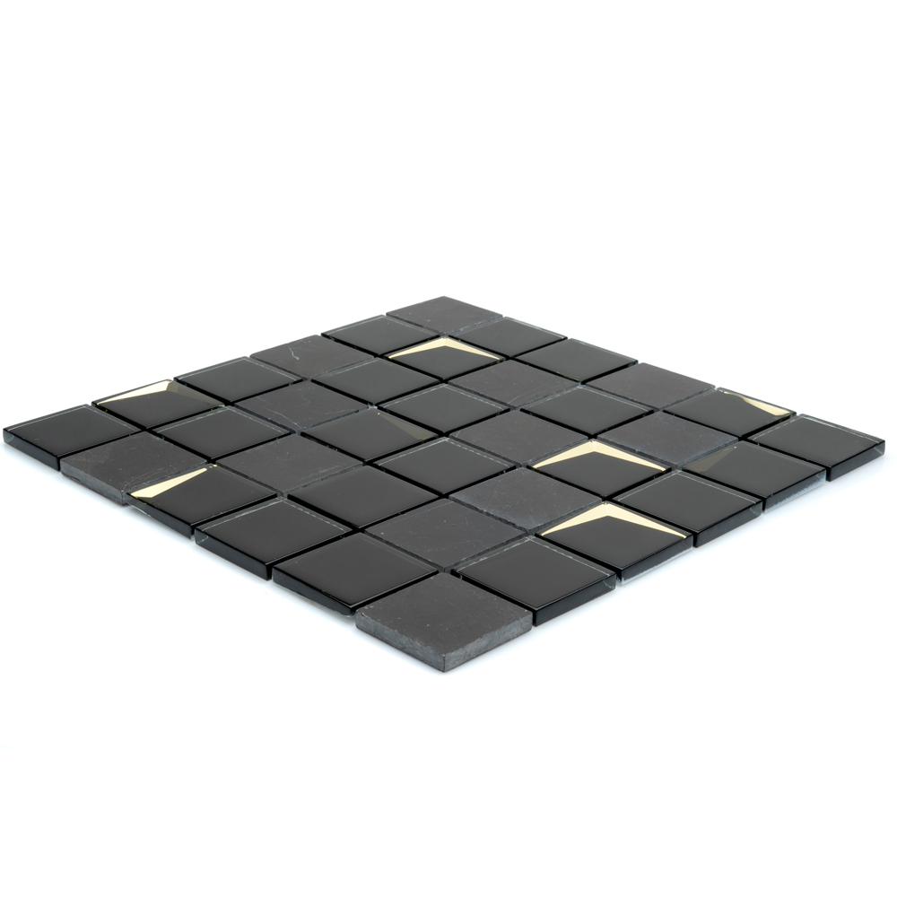House of Mosaics Venice Black Luxe Mosaic Tile Sheet Image 3