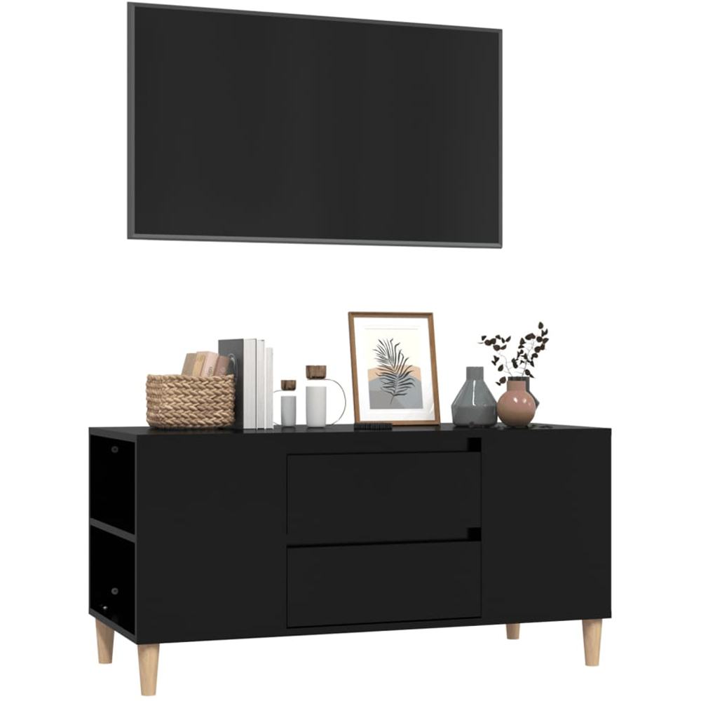 vidaXL 2 Drawer 4 Shelf Black TV Cabinet Image 3