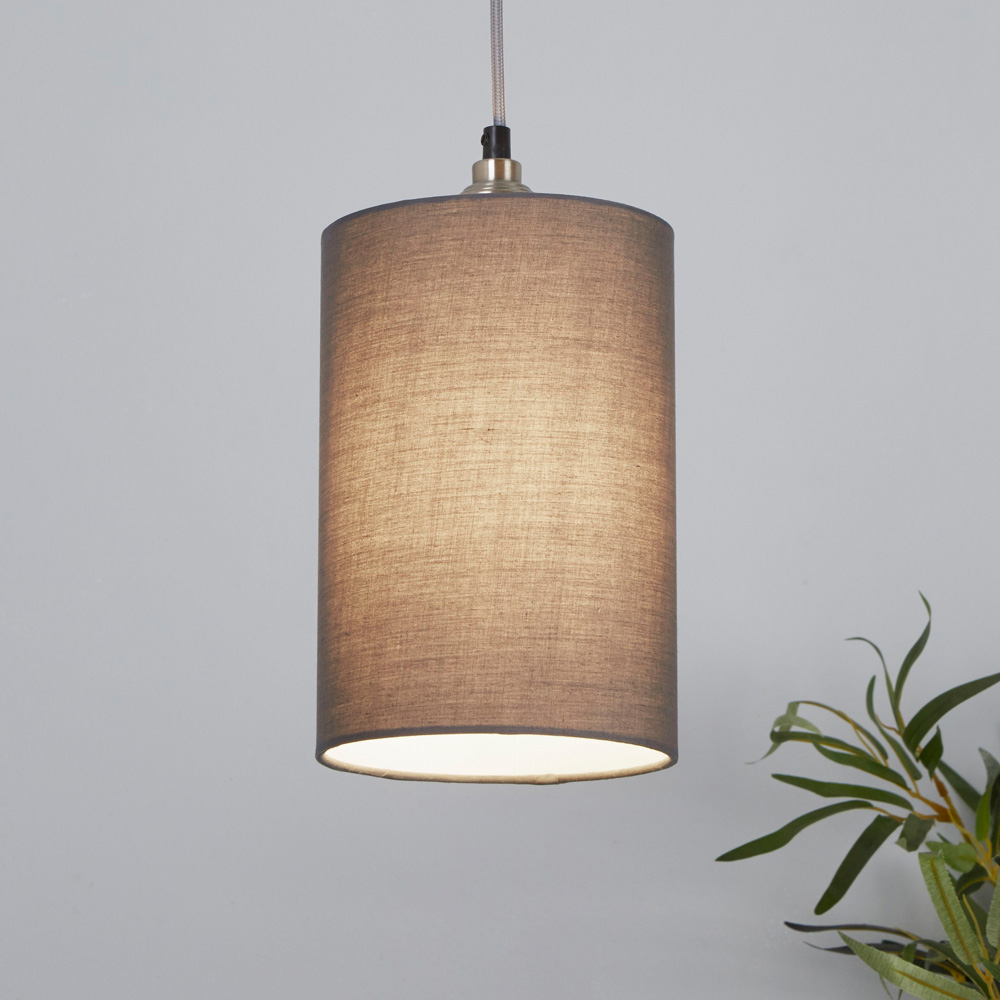 Lighting Collection Yates Dark Grey Cylinder Lamp Shade 16cm Image 2