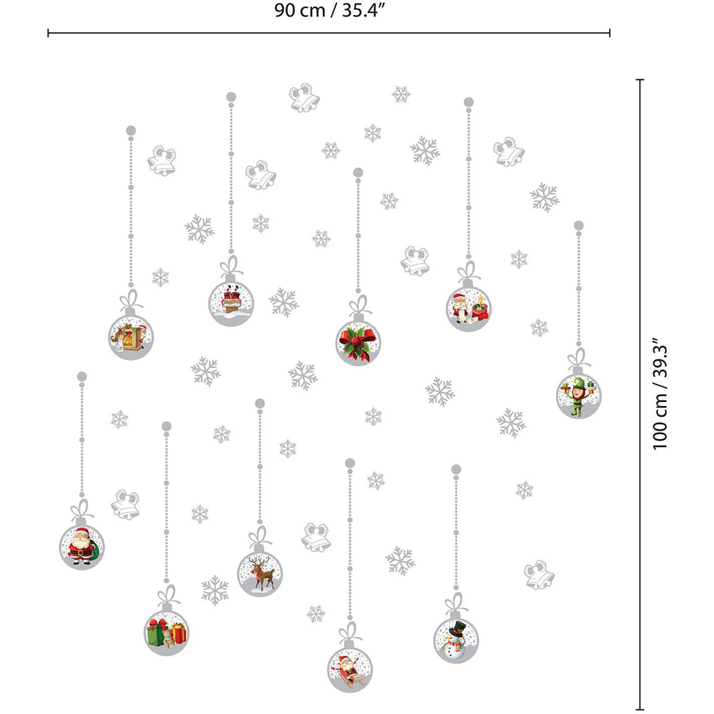 Walplus Matt Silver Christmas Ornaments Self Adhesive Wall Stickers 45 Piece Image 6