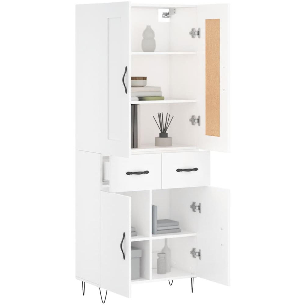 vidaXL 4 Door 2 Drawer 7 Shelf White Highboard Image 3