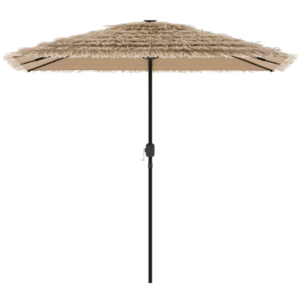 vidaXL Brown Straw Top Garden Parasol with Steel Pole 2.4m Image 2