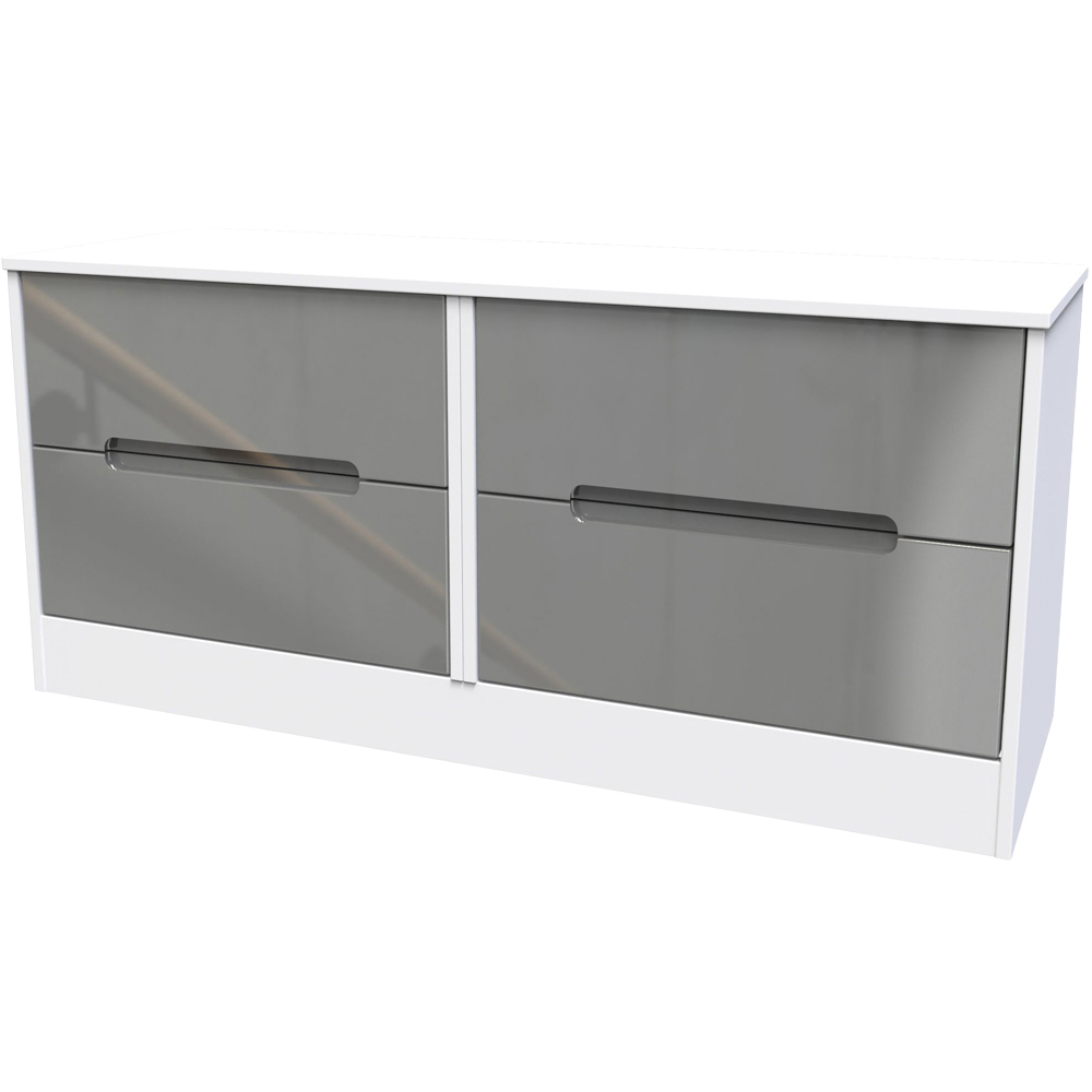 Crowndale Monaco 4 Drawer Grey Gloss and White Bed Box Ready Assembled Image 3