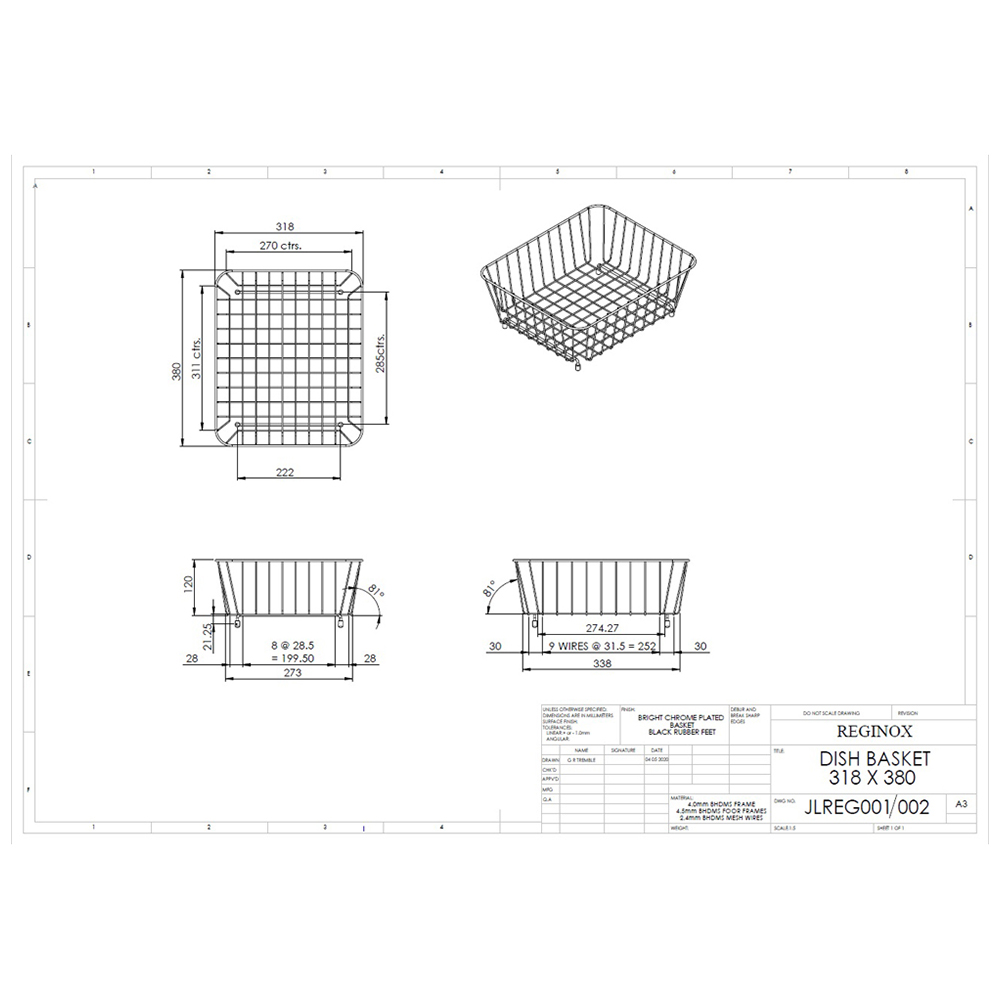 Reginox CWB 15X Stainless Steel Wire Basket Image 3