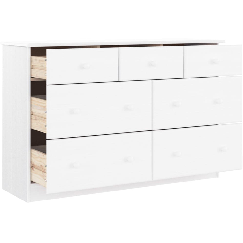 vidaXL 7 Drawer White Pine Wood Chest of Drawers Image 3