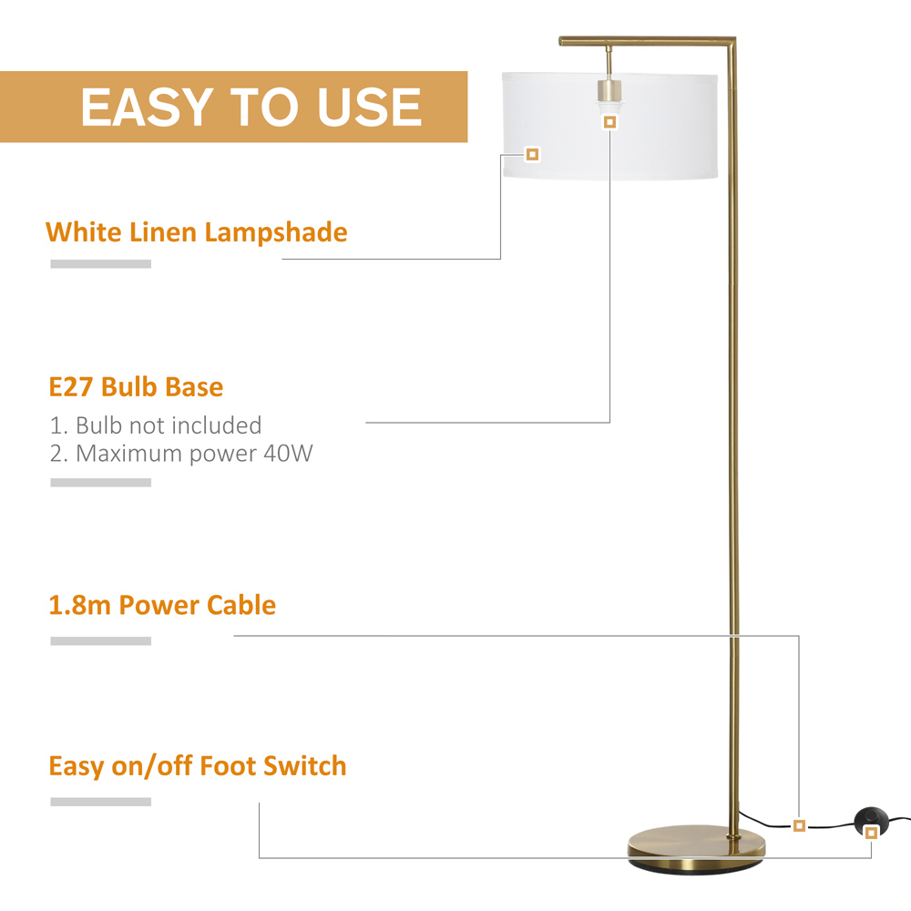 Portland Gold and White Floor Lamp Image 6