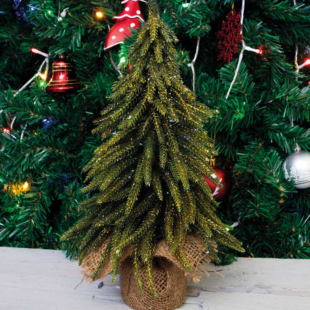 St Helens 35cm Green Gold Finish Mini Christmas Tree Image 3