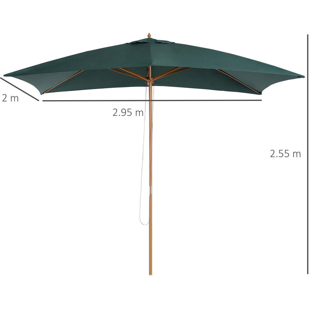 Outsunny Dark Green Wooden Parasol 2.9m Image 7
