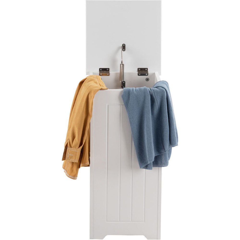 Costway White Wooden Laundry Bin Image 3