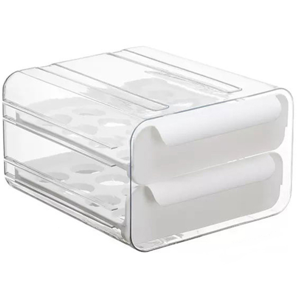 Living and Home 2 Tier White Transparent Egg Storage Box Image 1