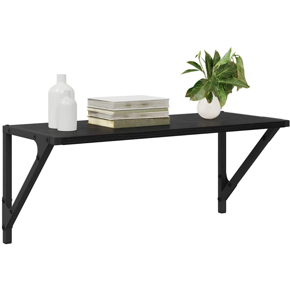 vidaXL 60 x 25cm Black Oak Wall Shelf Set of 2 Image 3
