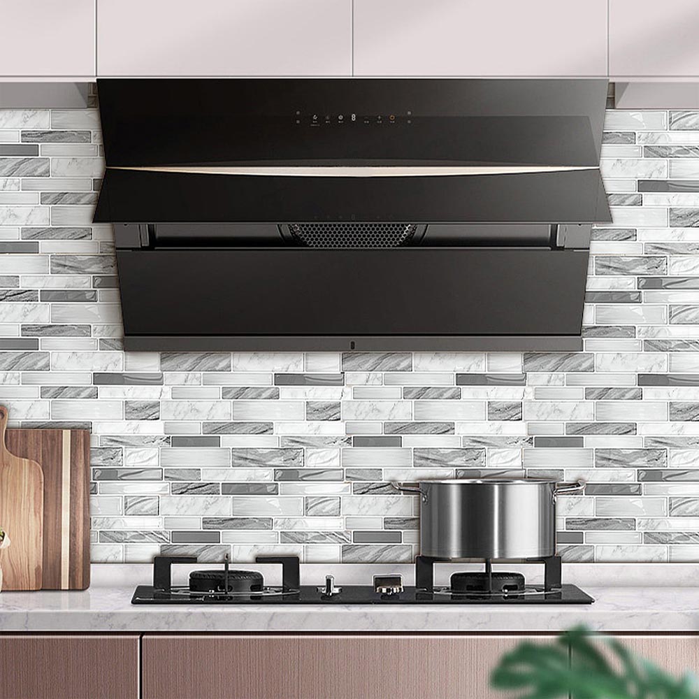 Living and Home 2.5mm White and Grey Peel and Stick Backsplash Tile 10 Pack Image 5