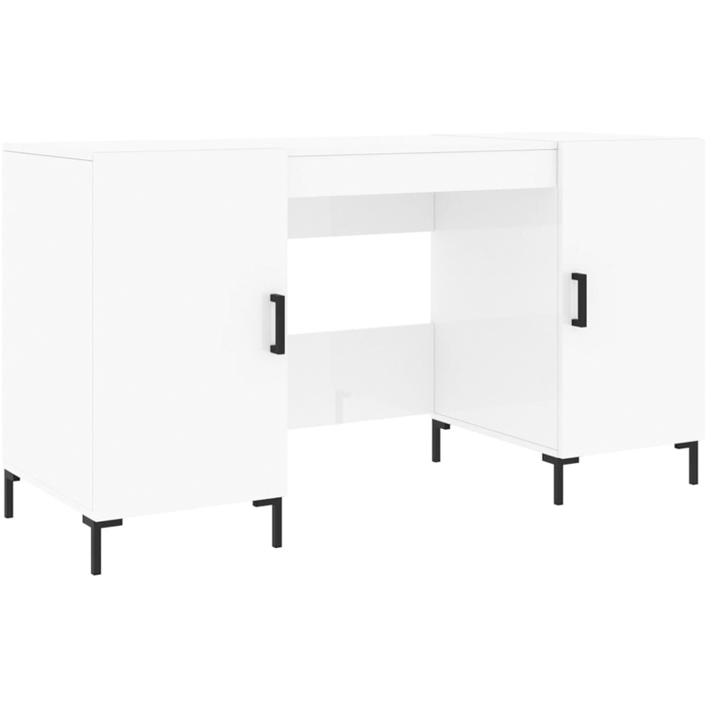 vidaXL 2 Door Computer Desk High Gloss White Image 2
