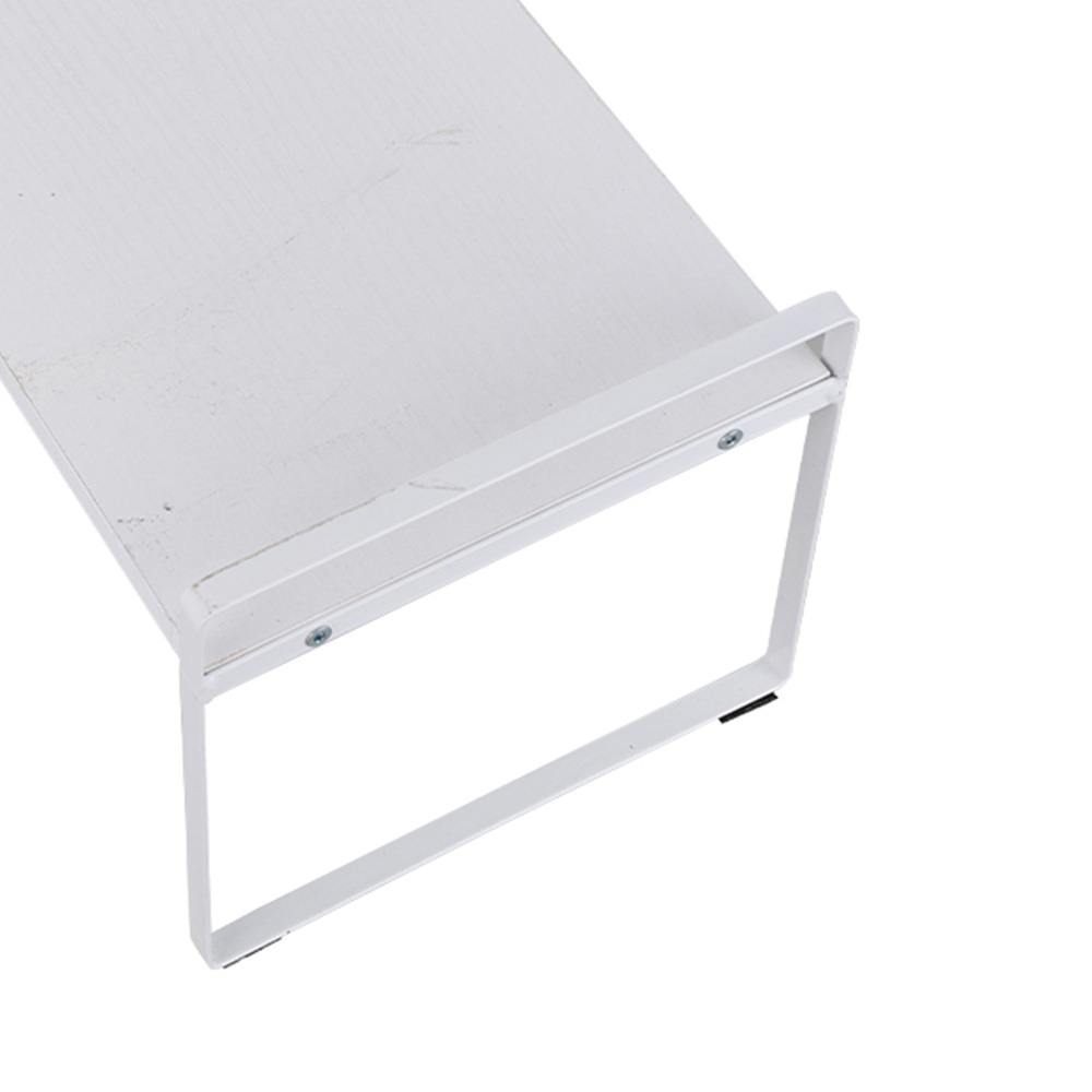 Living and Home White Wood Grain Countertop Storage Shelf with Metal Frame Image 3